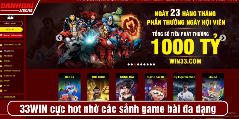 33Win cực hot nhờ các sảnh game bài đa dạng