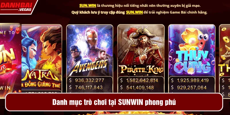 Danh mục trò chơi tại SUNWIN phong phú