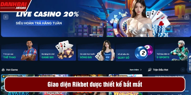 Giao diện Rik bet được thiết kế đẹp mắt 