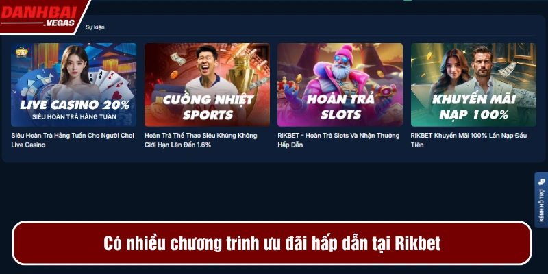Rikbet mang đến nhiều chương trình ưu đãi hấp dẫn 